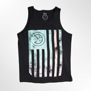 CIVIL Men's Black Tank Top Rustic Horizontal Flag - L